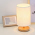 Senmubery Round Bedside Table Lamp Nightstand Lamp with Fabric Shade and Solid Wood for Bedroom, Living Room Modern