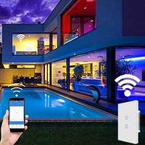 2 120V 1 Jinvoo WiFi Wall Light Touch Panel Switch, Way, Remote Control by Smart Phone,No Hub Required, Compatible