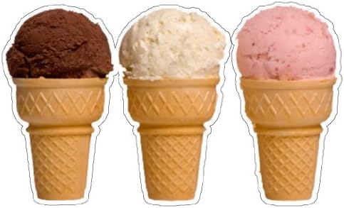 Three ICE Cream Cones Concession Decal cart Stand Sign