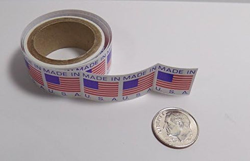 Made in USA Flag Self-Adhesive Labels, 5/8" x 5/8", 500 Roll