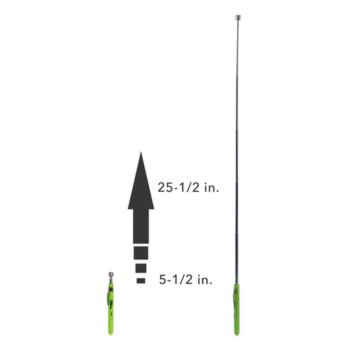 Ullman Devices HT-5GR Pocket Magnetic Pick-Up Tool - Lifts 2-1/2 lb, 5-1/2" to 25-1/2" Length, Neon Green