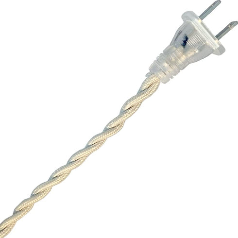 Royal Designs, Inc. 8Ft Twisted Rayon Lamp Cord with NEMA-15P Plug, Off-White, Pack of 1