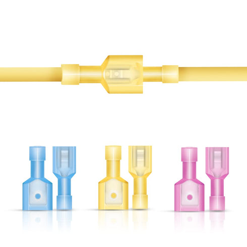 700Pcs Nylon Spade Quick Disconnect Connectors Kit, Fully-Insulated Male and Female Crimp Wire Terminals with Tools