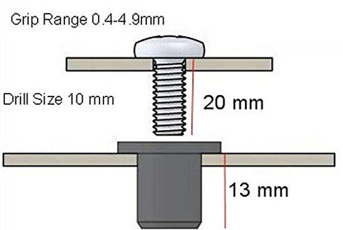 M5 Neoprene Well Nut M5 with 20mm Stainless Steel Pozi Screw (Pack of 6) (E)