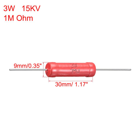uxcell 3W Power Rating 1M Ohm High Voltage Glass Glaze Electric Film Resistor 2 Pcs