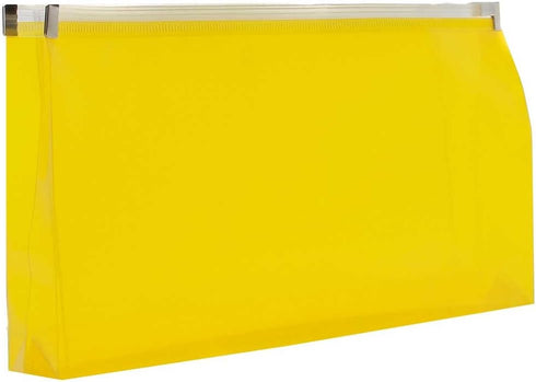 JAM PAPER Plastic Envelopes with Zip Closure, #10 Booklet Wallet, Yellow, 12/Pack