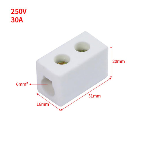 1 30A 250V 6mm Situations(4pcs) Way Ceramics Terminal Blocks, High Temp Porcelain Ceramic Connectors with Inlet