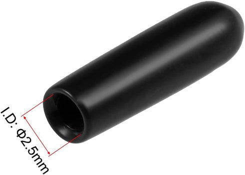 uxcell 50pcs Rubber End Caps, Black Vinyl Round Tube Bolt Cap Cover, 2.5mm ID, Screw Thread Protectors, 0.1 inch