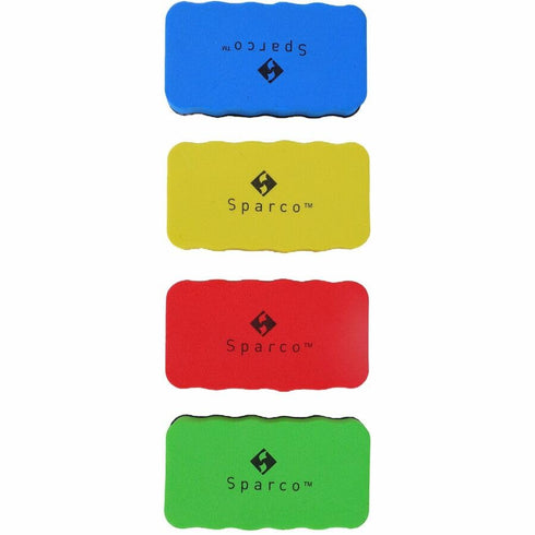 Sparco Assorted Colors Magnetic Whiteboard Erasers, Box of 12