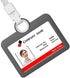 Badge Holder Silicone Horizontal ID Badge Card Holder with Lanyard Neck Strap, Heavy Duty for Offices Supplies (Grey)