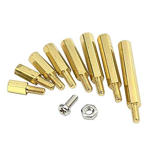 XINGYHENG 280pcs M2.5 Brass Male-Female Spacer Standoff Screw Nut Assortment Kit with Stainless Steel Screws