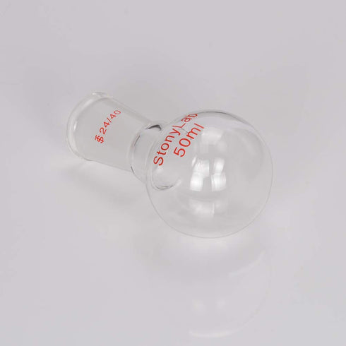 StonyLab 50ml Short Neck Round Bottom Flask, Borosilicate Glass Heavy Wall RBF with 24/40 Taper Outer Joint
