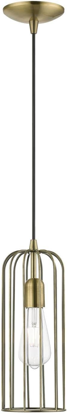 Livex Lighting Glenbrook 1 Light Pendant in Antique Brass (49713-01)