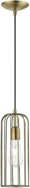 Livex Lighting Glenbrook 1 Light Pendant in Antique Brass (49713-01)