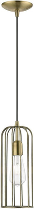 Livex Lighting Glenbrook 1 Light Pendant in Antique Brass (49713-01)