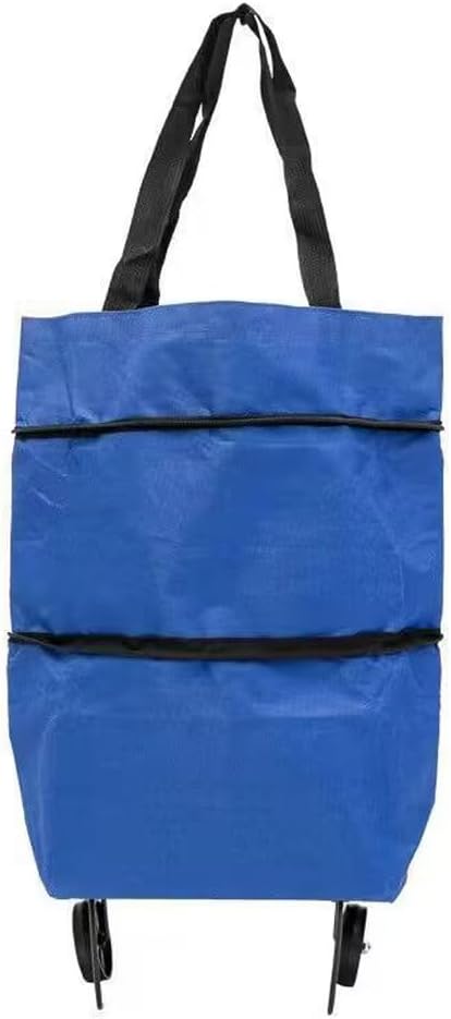 TNRAADREM 2 1 in Lightweight Collapsible Shopping Cart, Folding Cart with Wheels, Reusable Grocery Bags, Travel Bag