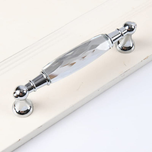Generic Silver and Black Long Crystal Handle Bedside Dressing Table Zinc Alloy Handle