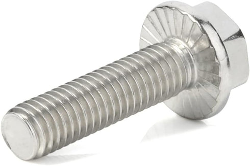 M8-1.25 x 25mm Flanged Hex Head Bolts, Stainless Steel 18-8 (304), Plain Finish, DIN 6921, 15 PCS