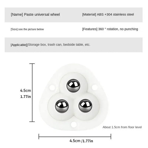 Comimark 12 pcs Household Adhesive Universal Wheel, Three-Ball Hole-Free Silent Hardware Accessories Small Pulley