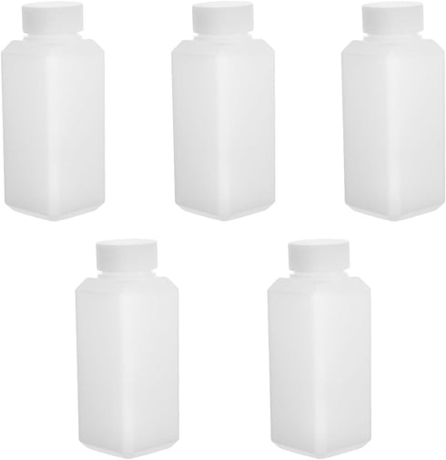 5Pcs 4.06oz Plastic Bottles, Lab Chemical Reagent Bottles 25ml Small Mouth Square Sample Storage