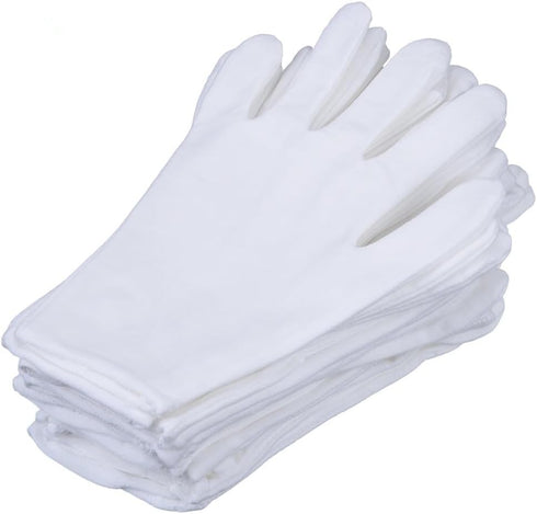 12 Pairs White Cotton Gloves - 7.5" Medium Size for Film, Coins, CD/DVD Handling