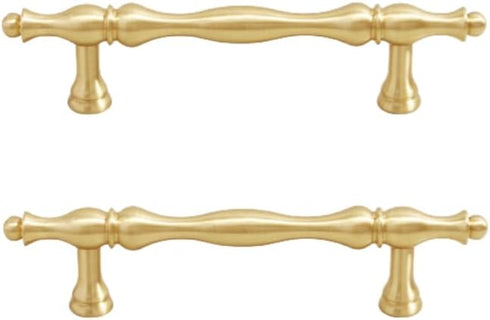 SANCHAKOU Brass Knobs 2 Pack Brass Cabinet Door Handles Wardrobe Shoe Cabinet Bedside