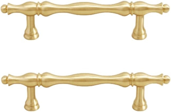 SANCHAKOU Brass Knobs 2 Pack Brass Cabinet Door Handles Wardrobe Shoe Cabinet Bedside