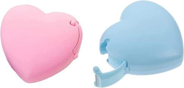 Candy Color Tape Dispenser, Cute Heart-Shaped Tape Organizer for Home Office or School Supply (2Pcs Heart)