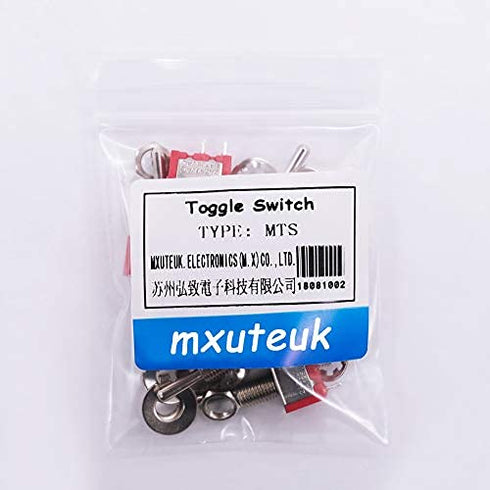 mxuteuk 6pcs Momentary Mini Toggle Switch 3 Terminal 3 Position SPDT (ON)/Off/(ON) for Car Dash 5A 125V