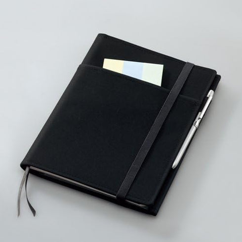 KOKUYO Systemic Cover Notebook, A5, B 6mm Ruled, 28 Lines, 50 Sheets, Twin Ring Edge, Black