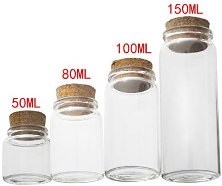 2pcs Empty Clear Glass Bottles, Vials with Cork Stopper, 47mm Bottle Diameter (47x90x33mm 100ml)