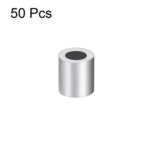 uxcell Aluminum Wire Rope Stop Sleeve Round Cable Ferrule Loop, Pack of 50 for 5/32" Wire Rope