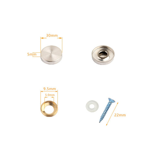 Mirror Screws 304 Stainless Steel Cap Decorative Cover Nails,Solid Standoff Screws,for Advertising Screw Fasteners,Bathroom,Mirror,Brushed Silver 30mm 8 pcs