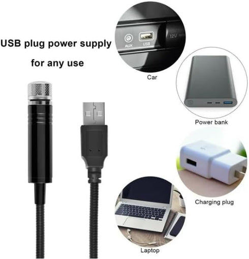1Pc Black USB Star Projector Night Light, Adjustable Romantic Starry Sky Projector Car Light for Various Occasions