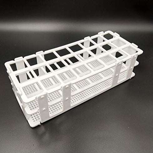 3 Packs Plastic Test Tube Rack, 24 Holes Lab Holder for 25mm Test Tubes, White, Detachable