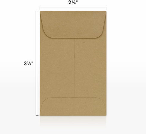 LUXPaper #1 Coin Envelopes - 2 1/4" x 3 1/2" Grocery Bag Brown, 250 Qty, 70lb. Text