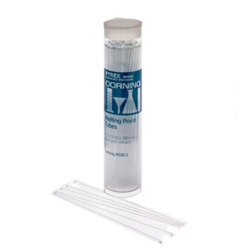 Corning 9530-3 Pyrex Capillary Melting Point Tube, One End Open, 0.2 mm Wall Thickness, Pack of 100