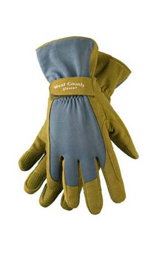 West County 074S/L Classic Gardening Gloves, Large, Slate, Extended Cuff, Dotted Palm