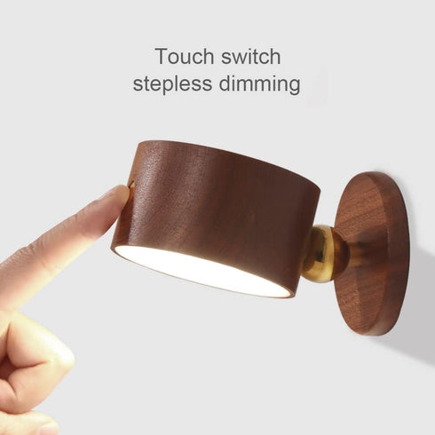 Generic Dimming Wooden Magnetic Wall Sconce,Wireless Led Wall Mounted Reading Lights USB Rechargeable Light Stepless