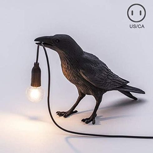 Aooxida Luluckly Raven Light Birds Table Lamps Bedroom Resin Crow Desk Lamp Bedside Light Wall Sconce Black A