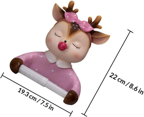 Holibanna Cartoon Toilet Paper Holder Wall-Mounted Tissue Rack Decorative Bathroom Storage Shelf Cute Deer Design