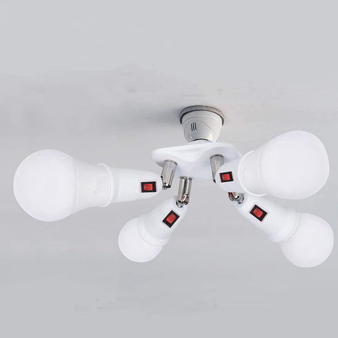 CLWHJ-360 Degrees Adjustable 4 in 1 E26/E27 Splitter Socket Adapter - Max Watt 240W, 180 Degree Bendable