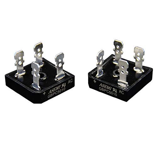 GBPC5010 Single Phase Bridge Rectifier Diode (Pack of 2 Pieces), 50A 1000V AC to DC with Heat Sink