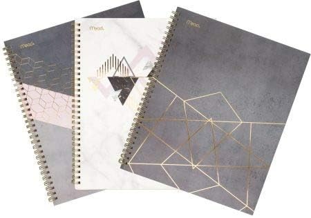 Mead Spiral Notebooks, 1 Subject, College Ruled Paper, 80 Sheets, Modern Chic, 3 Pack (38196) by Mead