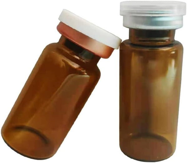 10ml Glass Bottle, Sterile Transparent Vial, Lab Sample Vial with Self Healing Injection Port, Flip Off Aluminum Cap