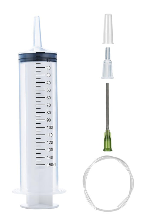 150ml Syringe with 27.6 Inch Tube and Blunt Needle 14G 1.5”, Large Plastic Syringe for Scientific Labs, Watering