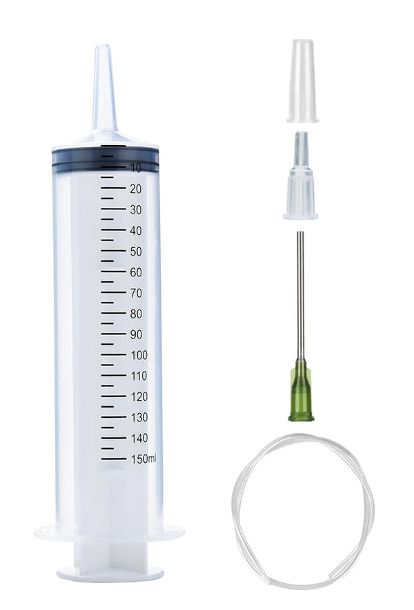 150ml Syringe with 27.6 Inch Tube and Blunt Needle 14G 1.5”, Large Plastic Syringe for Scientific Labs, Watering