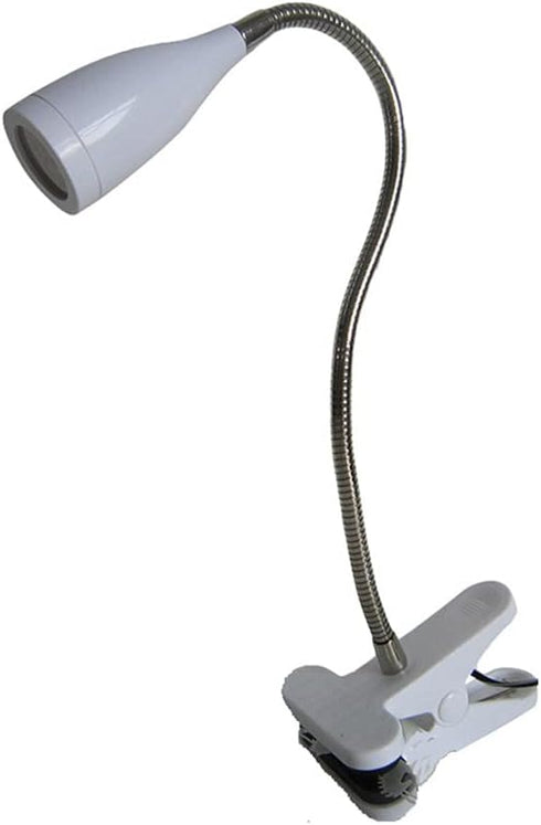Simple Designs LD2005-WHT Flexible Gooseneck LED Clip Light Desk Lamp, White