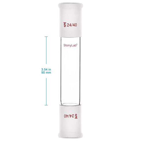 stonylab Glass Straight Connecting Adapter, Borosilicate Glass 90mm Between Two 24/40 Ground Outer Standard Taper Joints for Laboratory Lab Supply