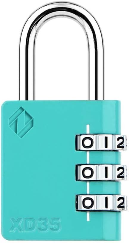 XD35 Combination Lock, 3-Digit Padlock for School, Gym, Sports Locker Lock, Outdoor, Toolbox, Case Storage (1-Pack)